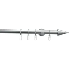 GARDINIA Gardinenstangen Set Kegel 1-läufig 20mm 200cm Edelstahl-Optik