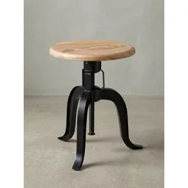 KADIMA DESIGN Drehhocker Rustikal Akazienholz und Eisen 39 x 48 x 39 cm Schwarz