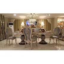 Casa Padrino Luxus Barock Esszimmer Set - 1 Esstisch & 8 Esszimmerstühle - Esszimmermöbel im Barockstil - Edel & Prunkvoll - Luxus Qualität