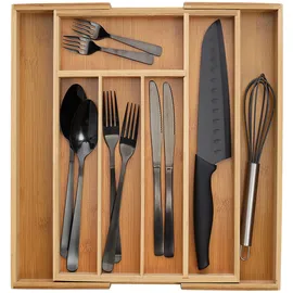 Zeller Besteckkasten Bambus ausziehbar 29-40 x 33,5 x 5 cm Braun