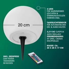 EasyMaxx Solarleuchte Kunststoff 20 cm 2er Set weiß