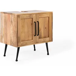 Carla&Marge Riffelution Waschbeckenunterschrank Mangoholz/Eisen Honig/Schwarz - Schwarz