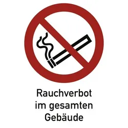 Rauchverbot im gesamten Gebäude ISO 7010, Kombischild, Alu, 210x297 mm