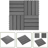 The Living Store Terrassenfliesen 11 Stk. Tief Geprägt Wpc 30x30cm 1 Qm Grau - Terrasse - Garten - Balkon - Rutschfeste Fliesen - Wpc Fliesen
