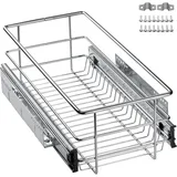 SO-Tech 30 cm Teleskopschublade Vollauszug Kugelführung 20 kg Tragkraft Chrom poliert Schubladenauszug Drahtkorb