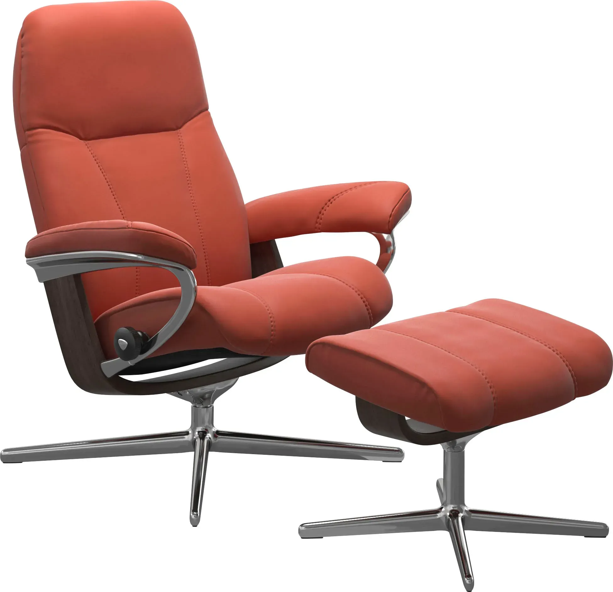 Relaxsessel STRESSLESS "Consul", braun (henna), B:82cm H:102cm T:72cm, Sessel, mit Cross Base, Größe S, M & L, Holzakzent Wenge