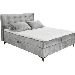 Boxbett ED EXCITING DESIGN "Melrose", grau, B:182cm L:210cm, 100% Polyester, Komplettbetten, Boxspringbett, inkl. Topper