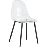 OKWISH 4er-Set Standard-Esszimmerstühle Kunststoff transparent mit Metallbeinen schwarz, 44x36x83 cm, rutschfeste Füße