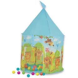 Moni Kinderspielzelt 2 in 1 Bällebad, 25 bunte Spielbälle, Bällebad, faltbar blau