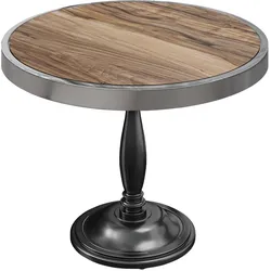 BD | Bistro Tisch | Ø 80 x 78 cm | Rund | Chromrahmen | Sheesham / Schwarz
