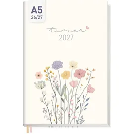 Häfft Chäff-Timer Flower Joy, Jahr 2026/2027, A5 17 Monate: /