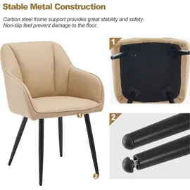CLIPOP Esszimmerstuhl Kunstleder Beige 2er Set