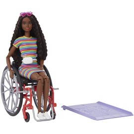 Barbie Fashionistas mit Rollstuhl und gekräuselten braunen Haaren