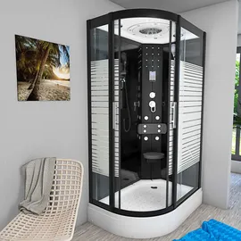 AcquaVapore D30-73m0l-ec Komplettdusche mit 2k Scheiben 120 x 80 cm schwarz