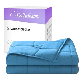 DAILYDREAM Gewichtsdecke für Erwachsene aus 100% Baumwolle, Edition Blau | 7 kg | 155x200cm | Gewichtete Decke | Blau