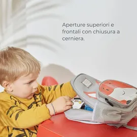Nuvita 8740 | Kinderrucksack | Aufbewahrungstasche | Tasche mit Fächern | Ergonomischer Kinder-Rucksack | Rucksack mit verstellbaren Gurten für Vorschulkinder | (1-3 Jahre) |Ocker/Katze