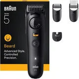 Braun Barttrimmer Series 5, +4 Zubehörteile, ultrascharfe Klinge, 120 Min Akkulaufzeit, 40 Längeneinstellungen, Wasserdicht, Präzisionsrad & Feststelltaste, BT5520, Schwarz