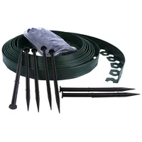 Flexible Rasenkante aus Kunststoff, Kunstraseneinfassung, Mähkante, Beeteinfassung, Beetumrandung + Befestigungsnägel - 4cm Hoch (10m, Grün)