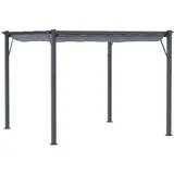 Outsunny Pergola Pavillon Überdachung mit Schiebedach Garten Alu grau