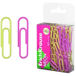 100 Büroklammern 28mm rostfrei kratzfrei klein Metall kunststoffüberzogen Briefklammern Papierklammern Klammern Paper Clips Neon Gelb Pink