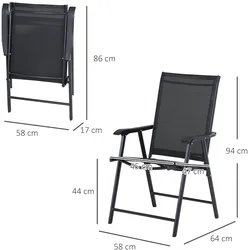 Outsunny - Klappstuhl - 58B x 64T x 94H cm - schwarz