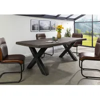 MASSIVMOEBEL24.DE Baumtisch Mango 240x100x77 grau lackiert X-Beine anthrazit glänzend