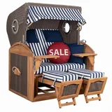 Mr. Deko Strandkorb Schillig XL Bullauge Teak PE Grey Dessin 518
