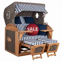 Mr. Deko Strandkorb Schillig XL Bullauge Teak PE Grey Dessin 518