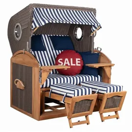 Mr. Deko Strandkorb Schillig XL Bullauge Teak PE Grey Dessin 518