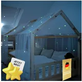 lilimaus Hausbett Himmel mit leuchtenden Sternen - Betthimmel Hausbett Deko - Geschenk Mädchen & Jungen - Himmelbett Vorhänge für 90x200 & 120x200 Kinderbetten - Leuchtsterne Kinderzimmer Deko