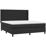 vidaXL Boxspringbett mit Matratze & LED Schwarz 160x200 cm Kunstleder