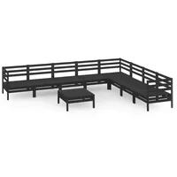 vidaXL 9-tlg Garten-Lounge-Set Massivholz Kiefer Schwarz