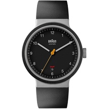 Braun Automatic 3-Hand 40mm Mens Watch with Date Analogue Watch, Rubber Strap, 40mm Stainless Steel Case with Black Dial, Model BN0278BKBKG.