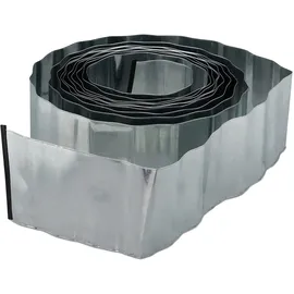 Relaxdays 2 x Rasenkante 10m, Metall, verzinkt, flexibel, Umrandung f. Beet oder Rasen, 16cm hoch, Silber