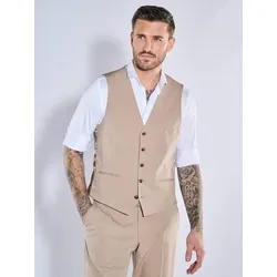 emilio adani Herren Anzug-Weste  slim fit beige uni - 52