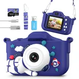 Kinderkamera, Cewpuno Kinder Kamera,Digitalkamera Kinder 1080P FHD Anti-Drop Fotoapparat Kinder für 3-12 Jahre Jungen und Mädchen Geburtstag Weihnachten Spielzeug (Marineblau)