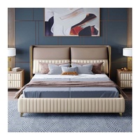 JVmoebel Schlafzimmer-Set, Bett mit Nachttisch 3 tlg. Schlafzimmer Set Design Modern Luxus beige|braun