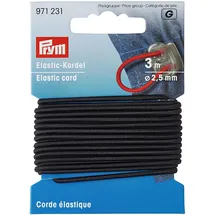 Prym Elastic-Kordel, 2,5 mm, 3 m, schwarz, 60Prozent ED 40Prozent PES, Ø Meters