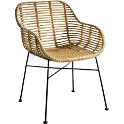 Rattanstuhl SIT "Rattan Vintage", schwarz (natur, schwarz), B:56cm H:83cm T:58cm, Rattan, Stühle, mit Armlehnen, Shabby Chic, Vintage