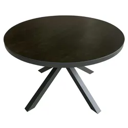 Mr. Deko Tisch Malaga - 120 cm rund - gesinterter Stein dunkelgrau - Gestell Kreuz-Form