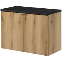 [en.casa] Waschbeckenunterschrank Skelbolu 80 x 60 x 40 cm Eicheoptik/Schwarz