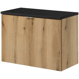 [en.casa] Waschbeckenunterschrank Skelbolu 80 x 60 x 40 cm Eicheoptik/Schwarz