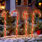 Spetebo LED Zuckerstangen Garten Stecker - 4er Set / 76 cm / 40 LED / Timer