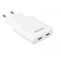 deltaco 45W 2x USB-C Wandladegerät | Slim Weiß