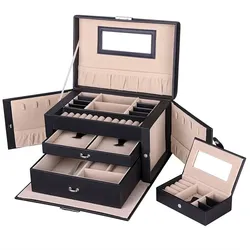 UNIQ Leder-Schmuckkästchen mit 20 Fächern Schmuck-Set   