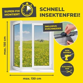 EasyMaxx Fliegengitter mit Klettband 130 x 150 cm schwarz