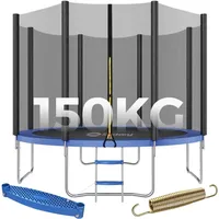 Trampolin ø 305 cm Komplettset inkl. Sicherheitsnetz Leiter Randabdeckung Kindertrampolin Gartentrampolin, Blau - Sekey