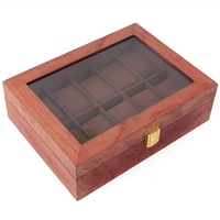 Futchoy Uhrenbox Holzuhren Box Herren Elegante Aufbewahrungsbox Uhrenkasten mit Glasdeckel für 10 Uhren Holz-Uhrenbox 29 * 21 * 8cm