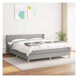 vidaXL Boxspringbett mit Matratze Hellgrau 180x200 cm Stoff