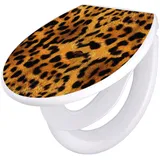 Banjado Familien WC Sitz Mit Absenkautomatik Universeller Klodeckel Mit Kindersitz Hochwertiges Polypropylen Mit Motiv Leopard